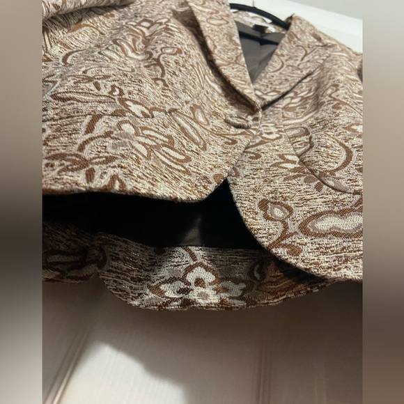NINE WEST BROWN CREAM FLORAL SUIT JACKET SIZE 16 - Picture 5 of 7